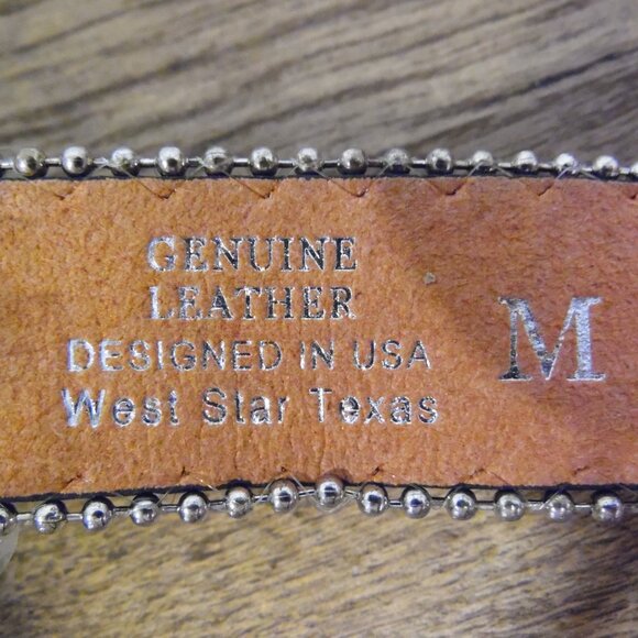 West Star Texas Black Genuine Leather Concho Belt Size Medium New - Picture 7 of 11